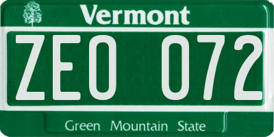 VT license plate ZEO072