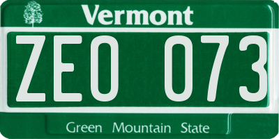 VT license plate ZEO073