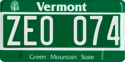 VT license plate ZEO074