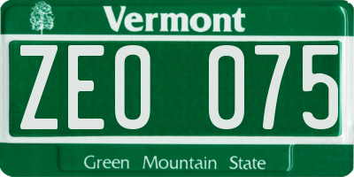 VT license plate ZEO075
