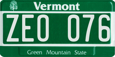 VT license plate ZEO076
