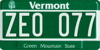 VT license plate ZEO077