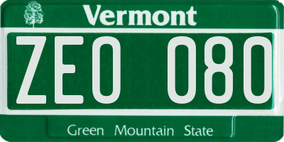 VT license plate ZEO080