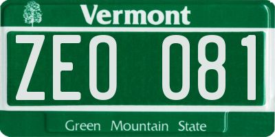 VT license plate ZEO081