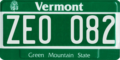 VT license plate ZEO082