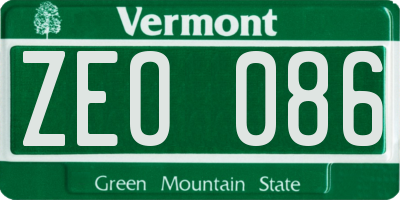VT license plate ZEO086