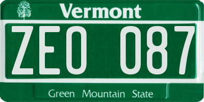 VT license plate ZEO087