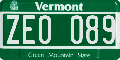 VT license plate ZEO089