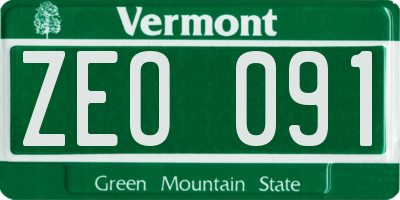 VT license plate ZEO091