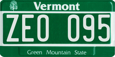 VT license plate ZEO095