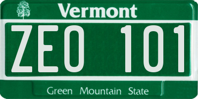 VT license plate ZEO101