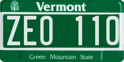 VT license plate ZEO110