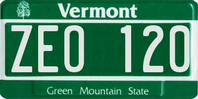 VT license plate ZEO120