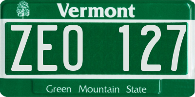 VT license plate ZEO127