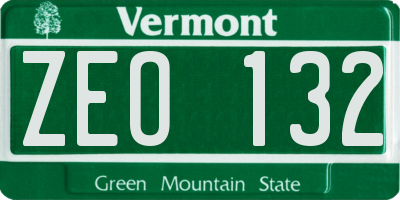 VT license plate ZEO132