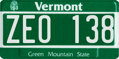 VT license plate ZEO138