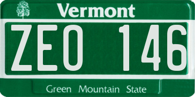 VT license plate ZEO146