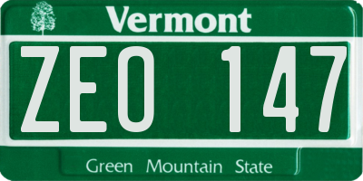 VT license plate ZEO147