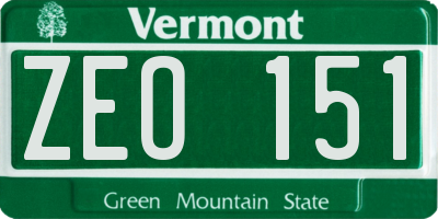 VT license plate ZEO151