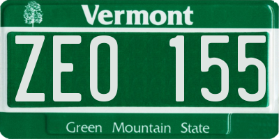 VT license plate ZEO155