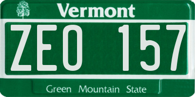 VT license plate ZEO157