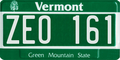 VT license plate ZEO161
