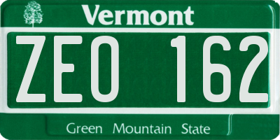 VT license plate ZEO162