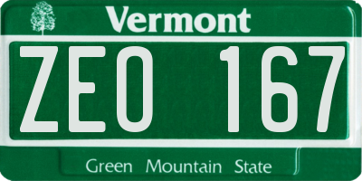 VT license plate ZEO167