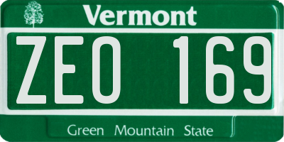 VT license plate ZEO169