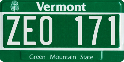 VT license plate ZEO171