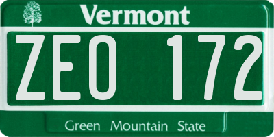 VT license plate ZEO172