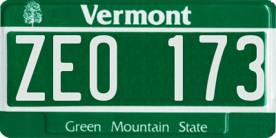 VT license plate ZEO173