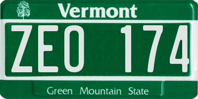 VT license plate ZEO174
