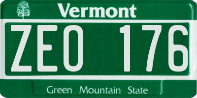 VT license plate ZEO176