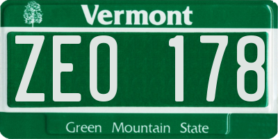 VT license plate ZEO178