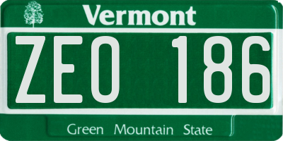 VT license plate ZEO186