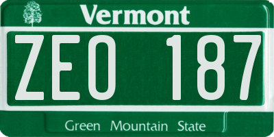 VT license plate ZEO187