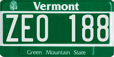 VT license plate ZEO188