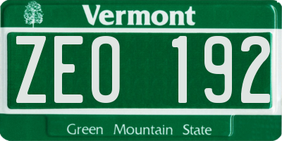 VT license plate ZEO192