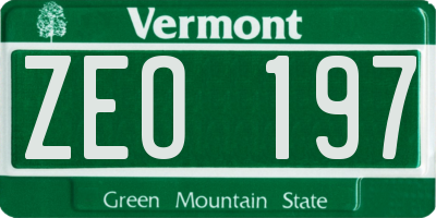 VT license plate ZEO197