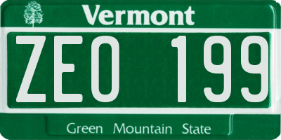 VT license plate ZEO199