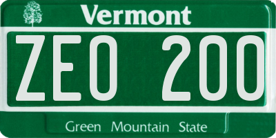 VT license plate ZEO200