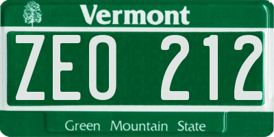 VT license plate ZEO212