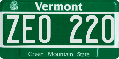 VT license plate ZEO220