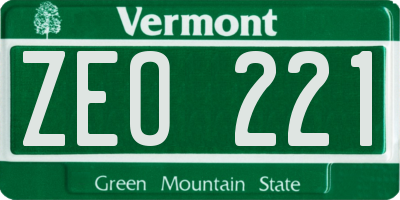 VT license plate ZEO221