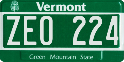 VT license plate ZEO224