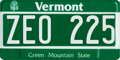 VT license plate ZEO225