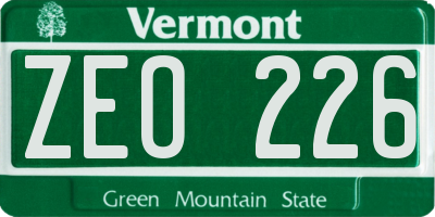 VT license plate ZEO226