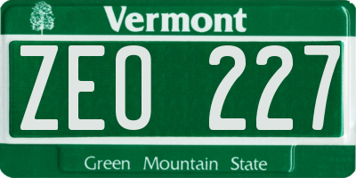 VT license plate ZEO227