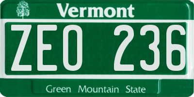 VT license plate ZEO236
